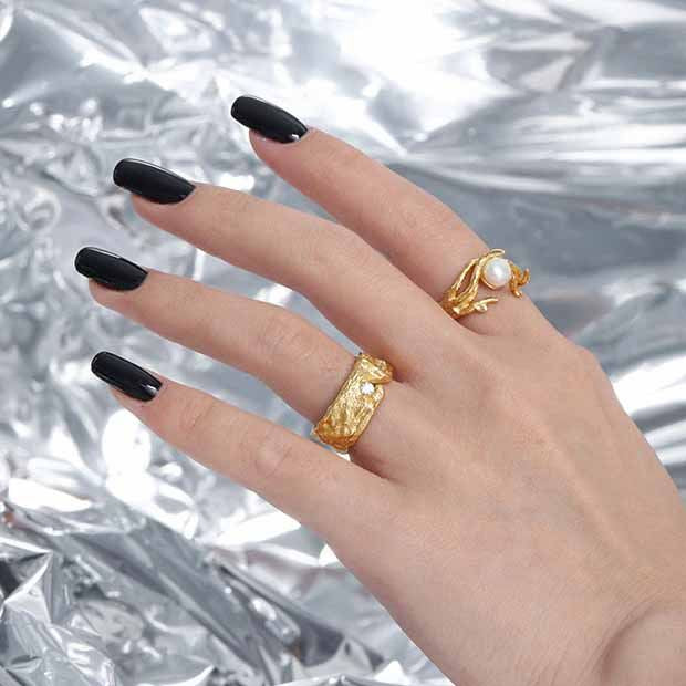 Classic CZ Irregular 925 Sterling Silver Adjustable Ring - SterlingSilberSchmuck