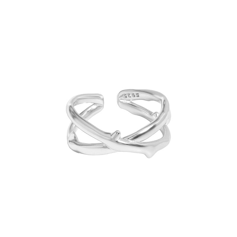 Classic X Cross Ring aus 925 Sterlingsilber – Verstellbar Elegant - SterlingSilberSchmuck
