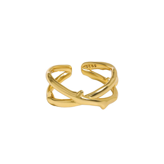 Classic X Cross Ring aus 925 Sterlingsilber – Verstellbar Elegant - SterlingSilberSchmuck