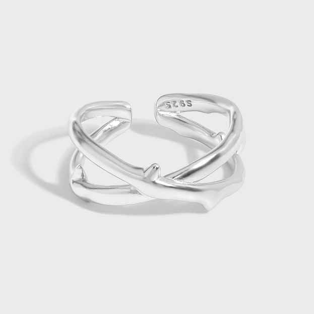 Classic X Cross Ring aus 925 Sterlingsilber – Verstellbar Elegant - SterlingSilberSchmuck