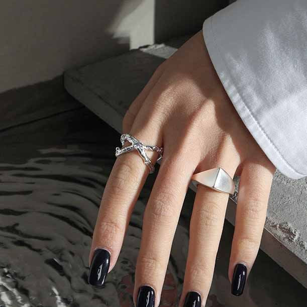 Unregelmäßiger Dreieck Ring 925 Sterling Silber verstellbar modern