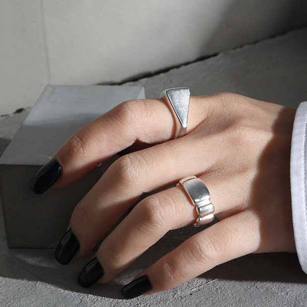 Unregelmäßiger Dreieck Ring 925 Sterling Silber verstellbar modern