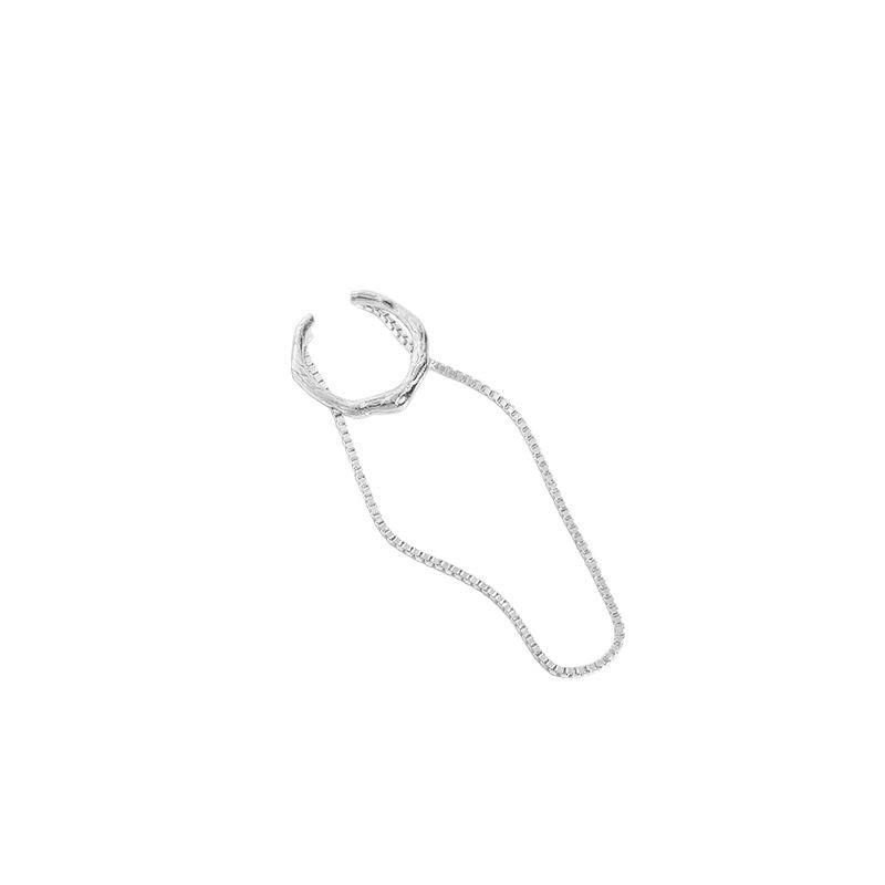 Modern Chain Tassels 925 Sterling Silver Non-Pierced Earring(Single) - SterlingSilberSchmuck