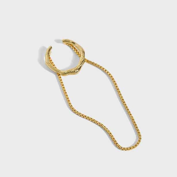 Modern Chain Tassels 925 Sterling Silver Non-Pierced Earring(Single) - SterlingSilberSchmuck