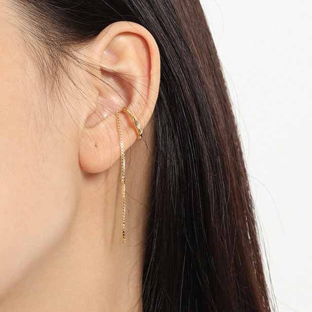 Modern Chain Tassels 925 Sterling Silver Non-Pierced Earring(Single) - SterlingSilberSchmuck