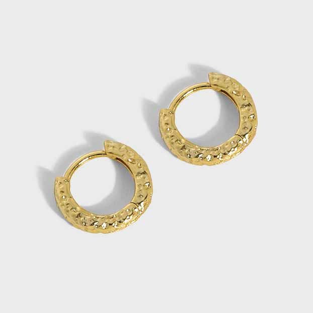 Mini Irreguläre Circle Huggie Hoop Ohrringe 925 Sterlingsilber