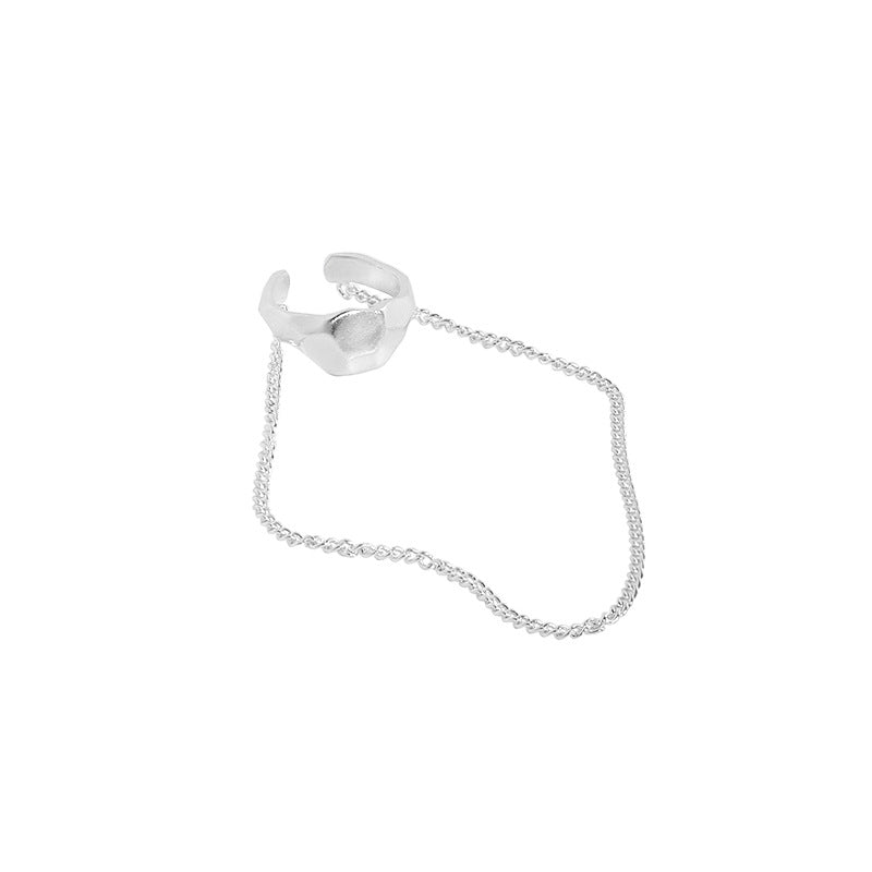 Fashion Irregular Chain Tassels 925 Sterling Silver Non-Pierced Earring(Single) - SterlingSilberSchmuck