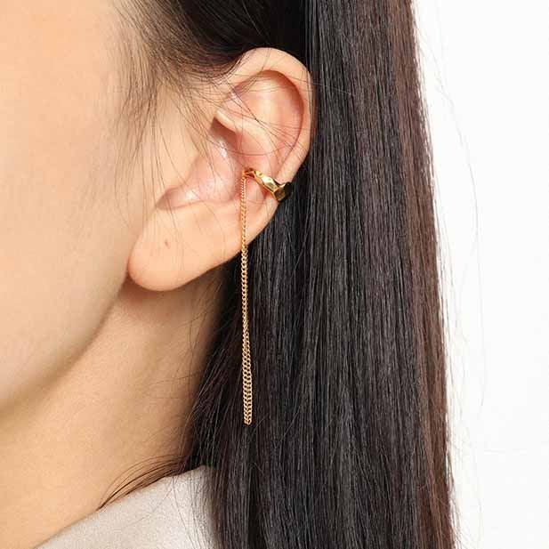 Fashion Irregular Chain Tassels 925 Sterling Silver Non-Pierced Earring(Single) - SterlingSilberSchmuck