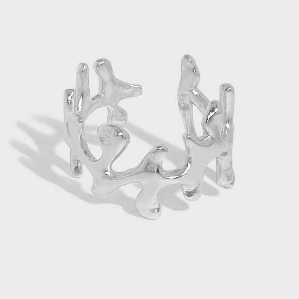 Blauer CZ Ring unregelmäßig 925 Sterling Silber verstellbar modern