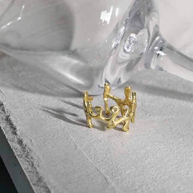 Blauer CZ Ring unregelmäßig 925 Sterling Silber verstellbar modern