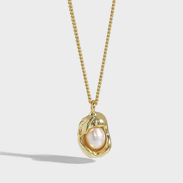 Oval Perlen Halskette 925 Sterling Silber elegant klassisch modern