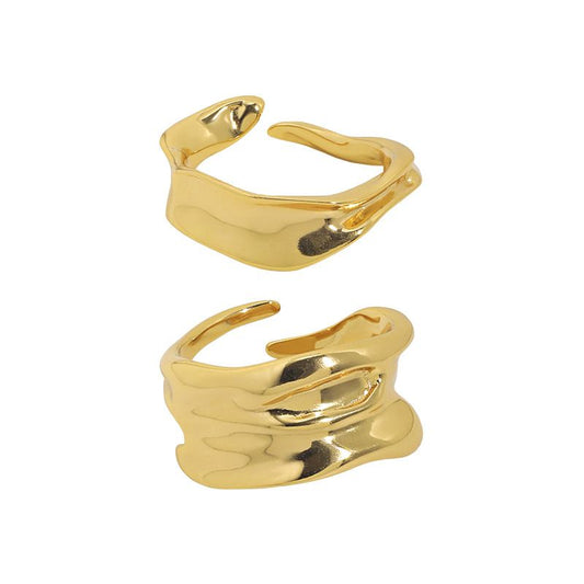 New Irregular Wave 925 Sterling Silver Adjustable Ring - SterlingSilberSchmuck