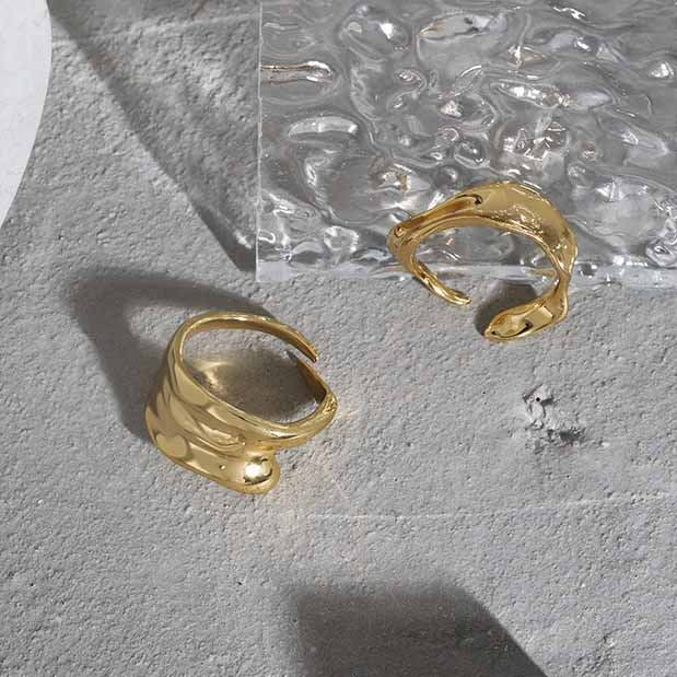 New Irregular Wave 925 Sterling Silver Adjustable Ring - SterlingSilberSchmuck