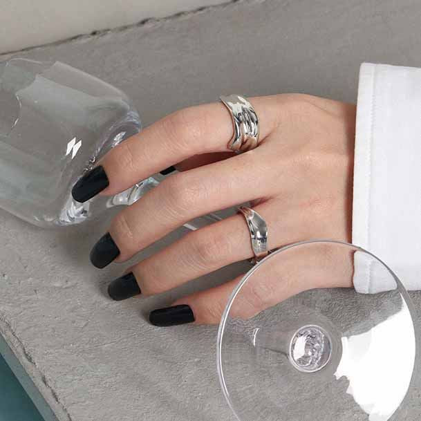 New Irregular Wave 925 Sterling Silver Adjustable Ring - SterlingSilberSchmuck