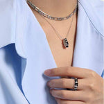 Lade das Bild in den Galerie-Viewer, Holiday Black Serpentine Snake 925 Sterling Silver Necklace
