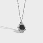 Lade das Bild in den Galerie-Viewer, Lady Black CZ Bubble Flower 925 Sterling Silver Necklace
