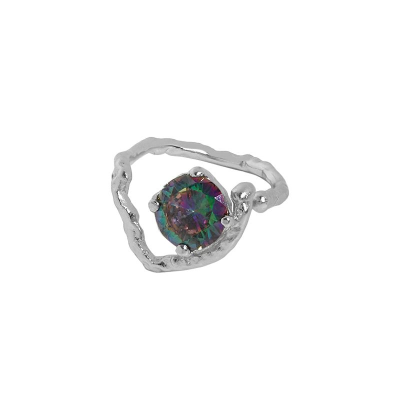 Fashion Irregular Heart CZ 925 Sterling Silver Adjustable Ring - SterlingSilberSchmuck