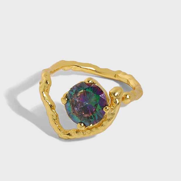 Fashion Irregular Heart CZ 925 Sterling Silver Adjustable Ring - SterlingSilberSchmuck