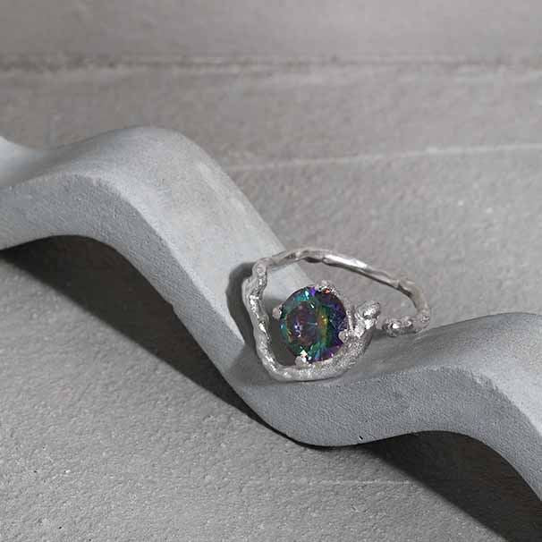 Fashion Irregular Heart CZ 925 Sterling Silver Adjustable Ring - SterlingSilberSchmuck