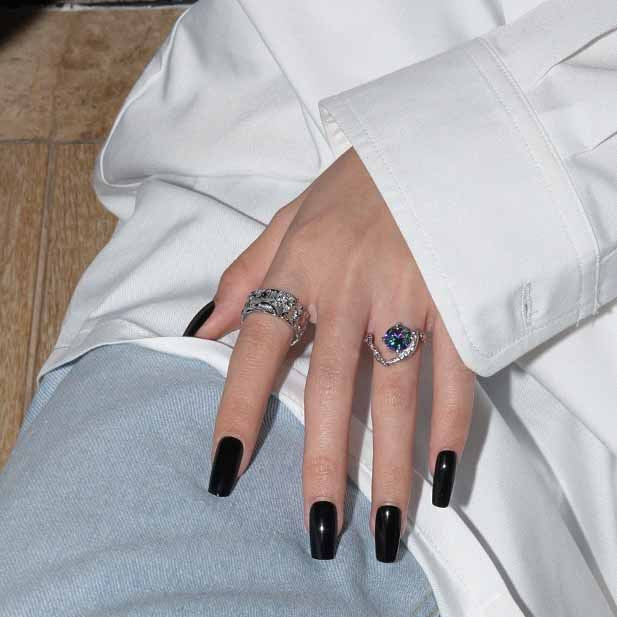 Fashion Irregular Heart CZ 925 Sterling Silver Adjustable Ring - SterlingSilberSchmuck