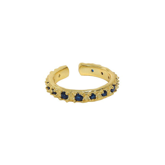 Modern Irregular Blue CZ 925 Sterling Silver Adjustable Ring - SterlingSilberSchmuck
