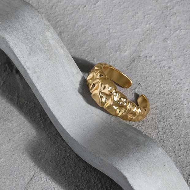 Unregelmäßiger Blasen Ring 925 Sterling Silber verstellbar modern