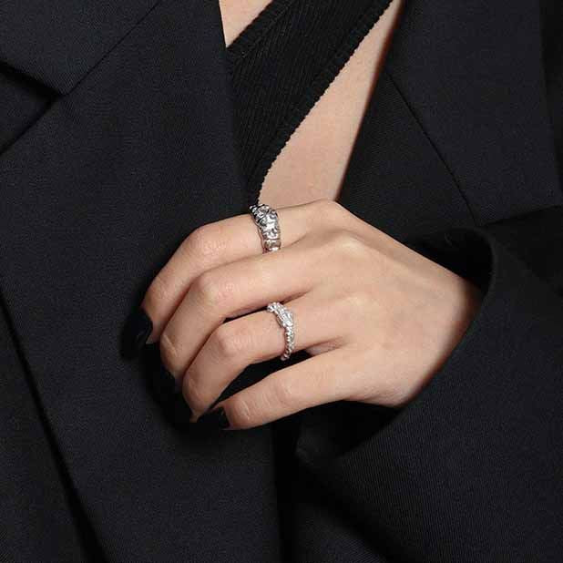 Unregelmäßiger Blasen Ring 925 Sterling Silber verstellbar modern