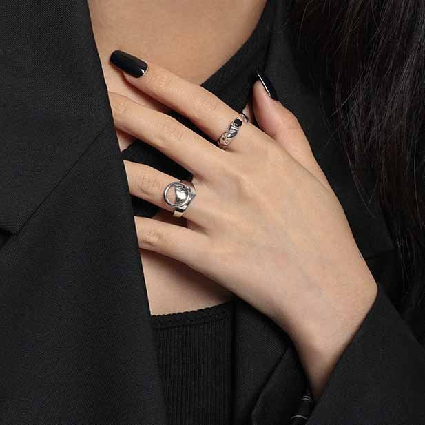 Holiday Circle Rings 925 Sterling Silver Adjustable Ring - SterlingSilberSchmuck