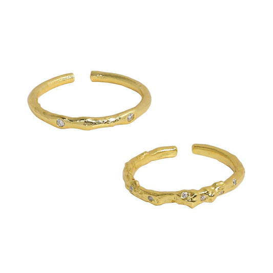 Unregelmäßiger CZ Ring 925 Sterling Silber verstellbar minimal