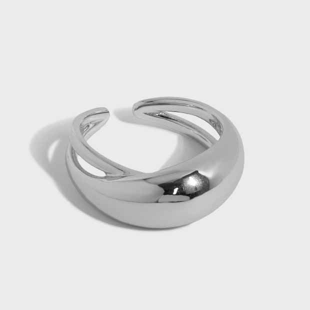 Ellipse Ring 925 Sterling Silber verstellbar minimalistisch