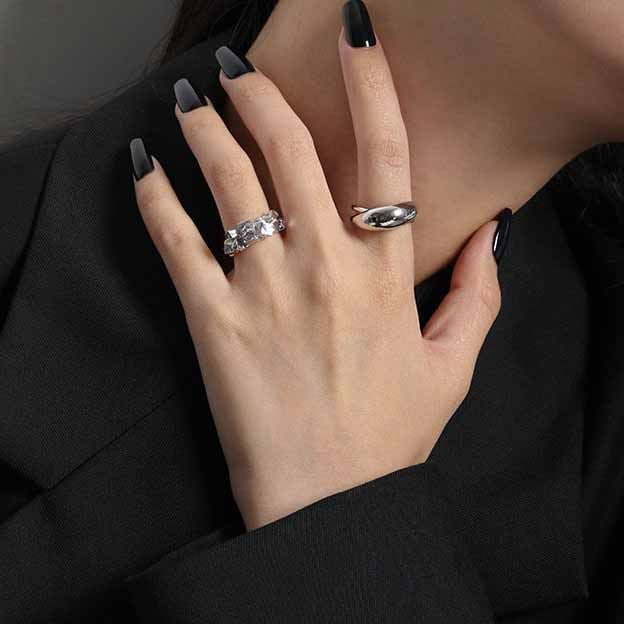 Ellipse Ring 925 Sterling Silber verstellbar minimalistisch