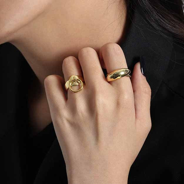 Ellipse Ring 925 Sterling Silber verstellbar minimalistisch