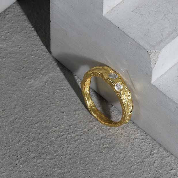 Simple irregular CZ 925 sterling silver ring by Silverbene, showcasing a unique design with shimmering cubic zirconia accents.