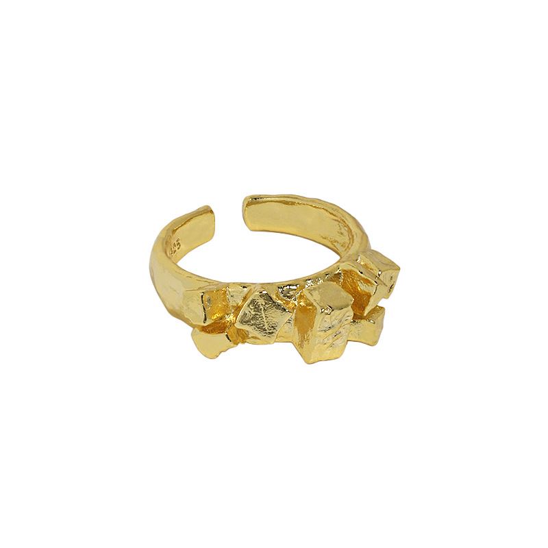 Irregular Geometry Cubic 925 Sterling Silver Adjustable Ring - SterlingSilberSchmuck