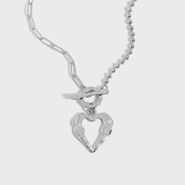 Office OT Irregular Heart 925 Sterling Silver Necklace - SterlingSilberSchmuck