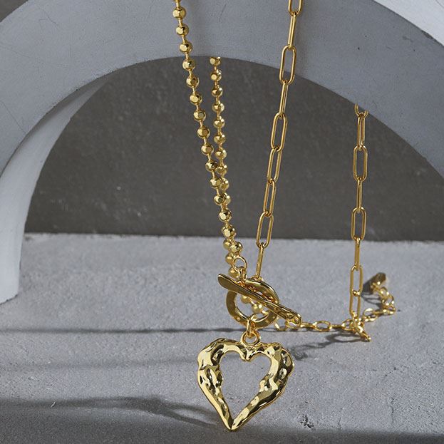 Office OT Irregular Heart 925 Sterling Silver Necklace - SterlingSilberSchmuck