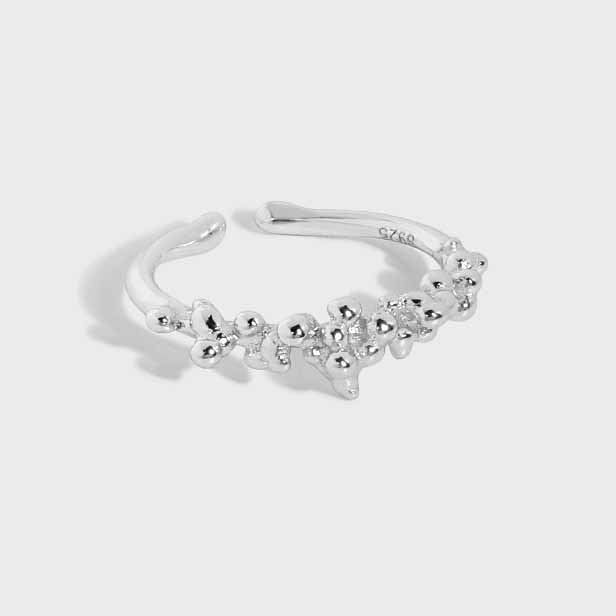 Cute Mini Irregular Bubbles 925 Sterling Silver Adjustable Ring - SterlingSilberSchmuck