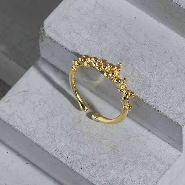 Cute Mini Irregular Bubbles 925 Sterling Silver Adjustable Ring - SterlingSilberSchmuck