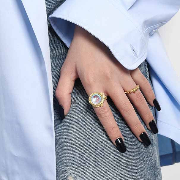 Cute Mini Irregular Bubbles 925 Sterling Silver Adjustable Ring - SterlingSilberSchmuck