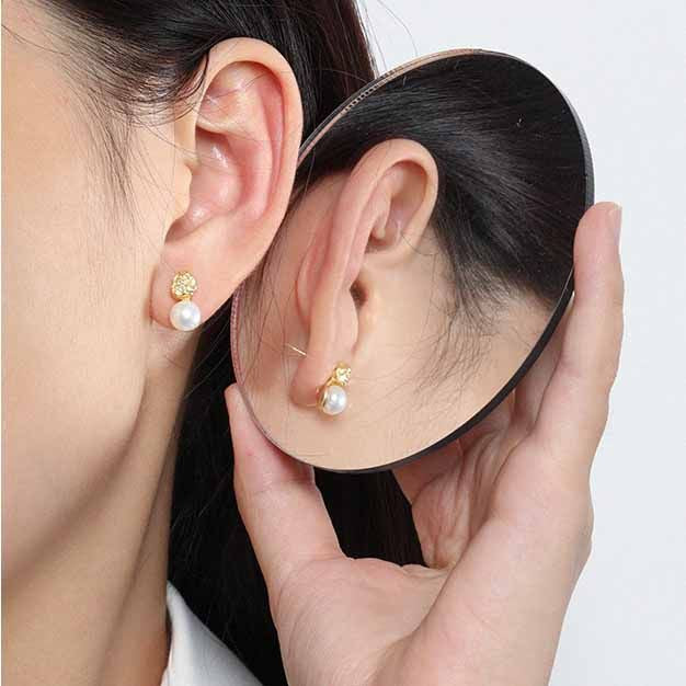 Elegant Round Natural Cultured Pearl 925 Sterling Silver Stud Earrings - SterlingSilberSchmuck