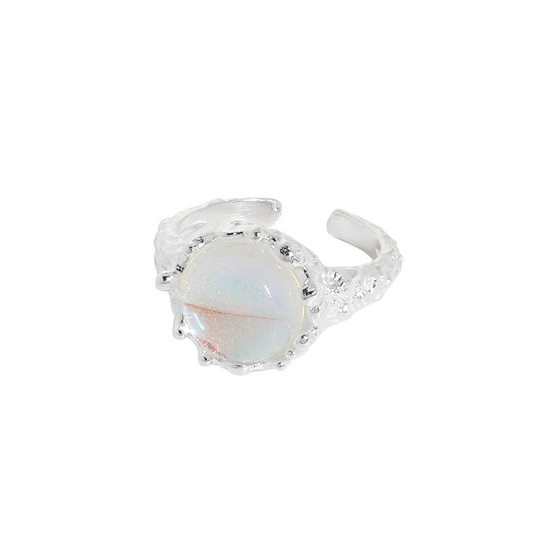 Mondstein Ring 925 Sterling Silber rund verstellbar elegant Geschenk