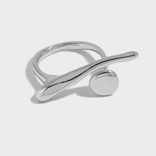 Office Irregular OT Shape 925 Sterling Silver Adjustable Ring - SterlingSilberSchmuck