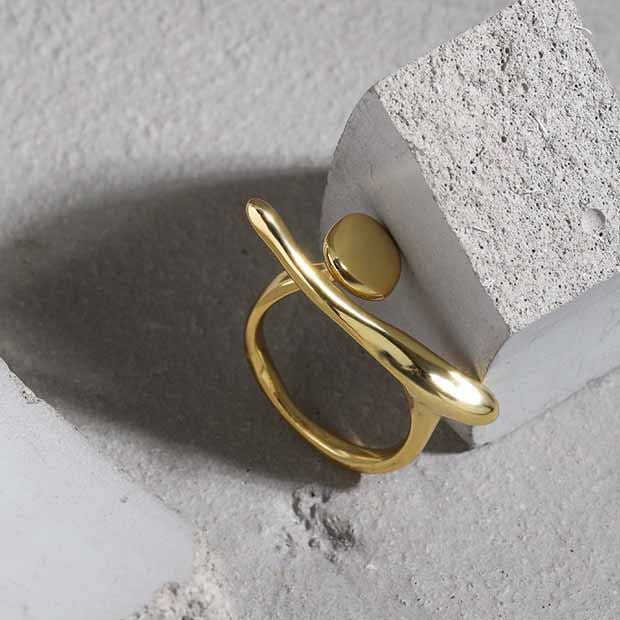 Office Irregular OT Shape 925 Sterling Silver Adjustable Ring - SterlingSilberSchmuck