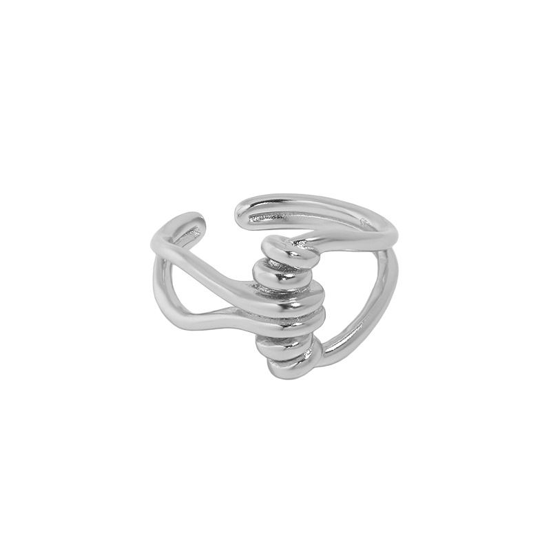 Minimalism Twist Knot 925 Sterling Silver Adjustable Ring - SterlingSilberSchmuck