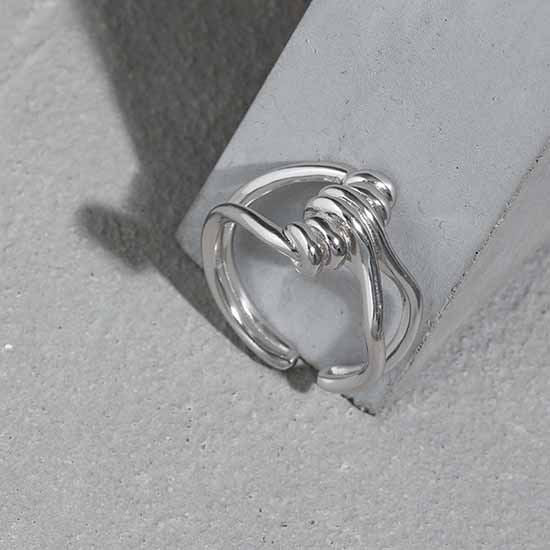 Minimalism Twist Knot 925 Sterling Silver Adjustable Ring - SterlingSilberSchmuck