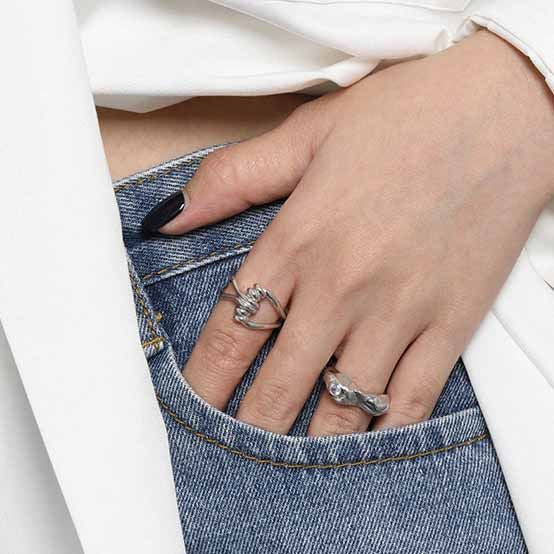 Minimalism Twist Knot 925 Sterling Silver Adjustable Ring - SterlingSilberSchmuck