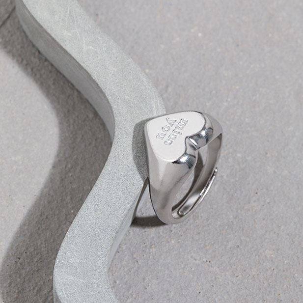 I Miss You Herz Ring aus 925 Sterlingsilber – Breiter Verstellbarer Ring - SterlingSilberSchmuck