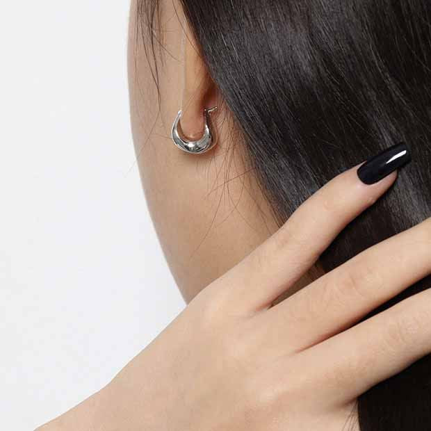 Fashion Geometry Agravity Circles 925 Sterling Silver Hoop Earrings - SterlingSilberSchmuck