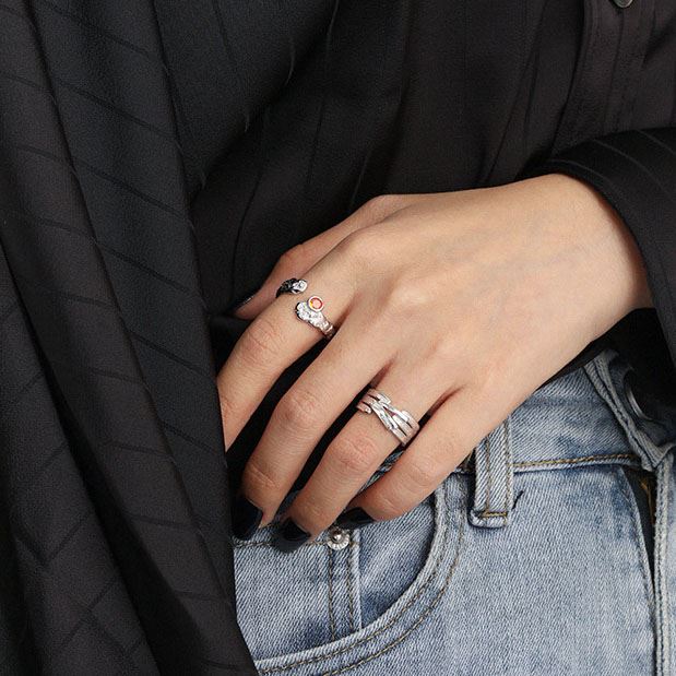 Fashion Triple Lines Wide 925 Sterling Silver Adjustable Ring - SterlingSilberSchmuck