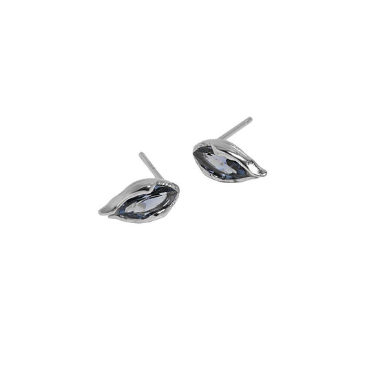 Mini Blue Waterdrop CZ 925 Sterling Silver Stud Earrings - SterlingSilberSchmuck